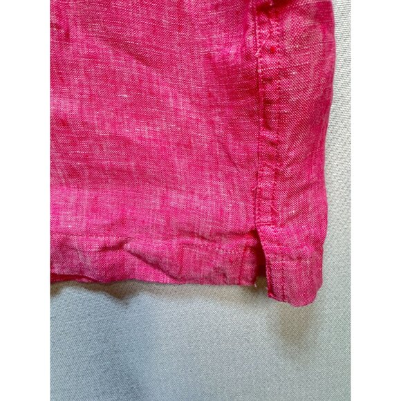 Lands' End Men's Linen Camp Collar Short Sleeve Shirt Sz XL Pink Traditional Fit - Picture 10 of 12